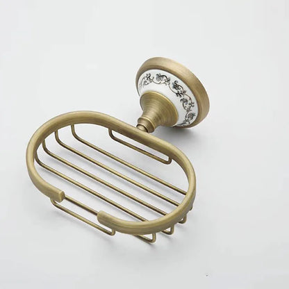 DecorBites™ Antique Brass Ceramic Soap Dish Copper Soap Basket Bathroom Accessories