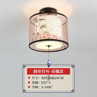 DecorBites™ Lotus Chinese Chandelier Ceiling Lamp Simple Corridor Painting LED Lighting
