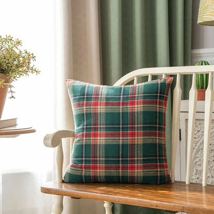 DecorBites™ Christmas Plaid Cushion Cover - Festive Holiday Decor Pillow Case