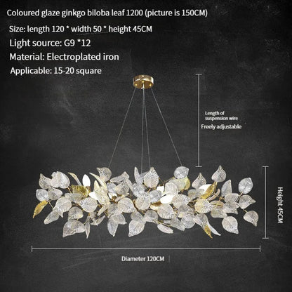 DecorBites™ Ginkgo Leaf Crystal Chandelier - Elegant LED Pendant Lamp for Dining & Living Room