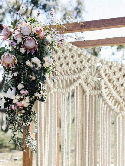 DecorBites™ Bohemian Macrame Curtain Tapestry for Door/Window/Wall, Wedding Home Decor