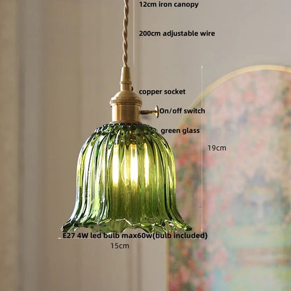 DecorBites™ Acrylic LED Pendant Light: Copper Walnut Wood Flower Hang Lamp
