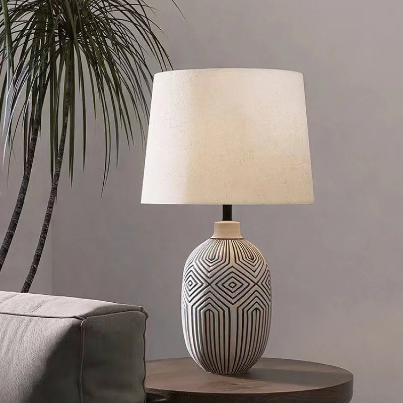 ™ Japanese Style Ceramic Table Lamp for Living Room, Bedroom, Study - Simple & Elegant