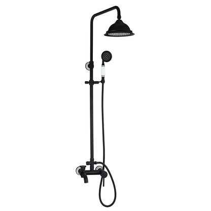 DecorBites™ 8" Black Rain Shower Head Set with Hand Spray and Mixer Faucet