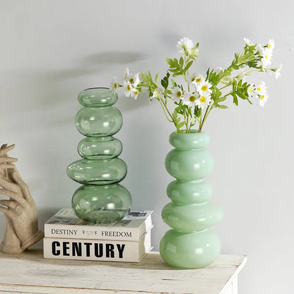 DecorBites™ Geometric Glass Vase Terrarium Pebble Stack Floral Arrangement Home Decor