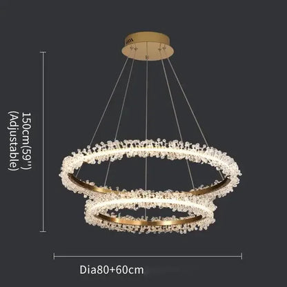 DecorBites™ Crystal Gold Ring LED Chandelier for Home Decoration Luxurious Living Room Dining Bedroom