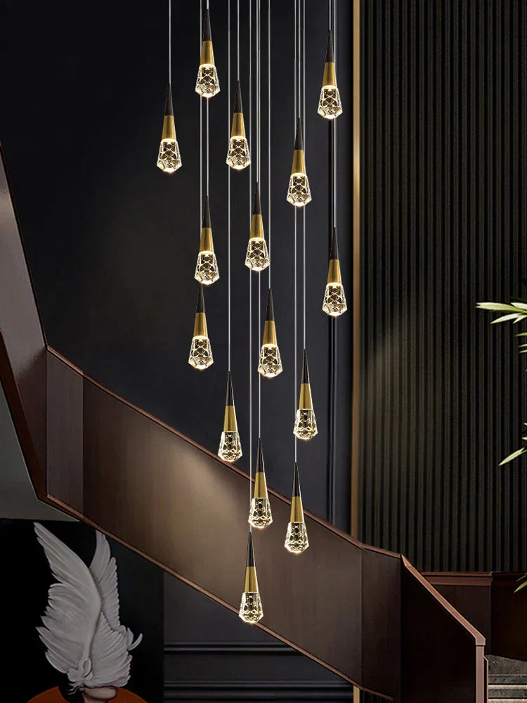 DecorBites™ Crystal Chandelier LED Staircase Lamp for Elegant Living Room, Kitchen, and Restaurant
