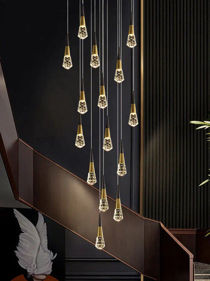 DecorBites™ Crystal Chandelier LED Staircase Lamp for Elegant Living Room, Kitchen, and Restaurant