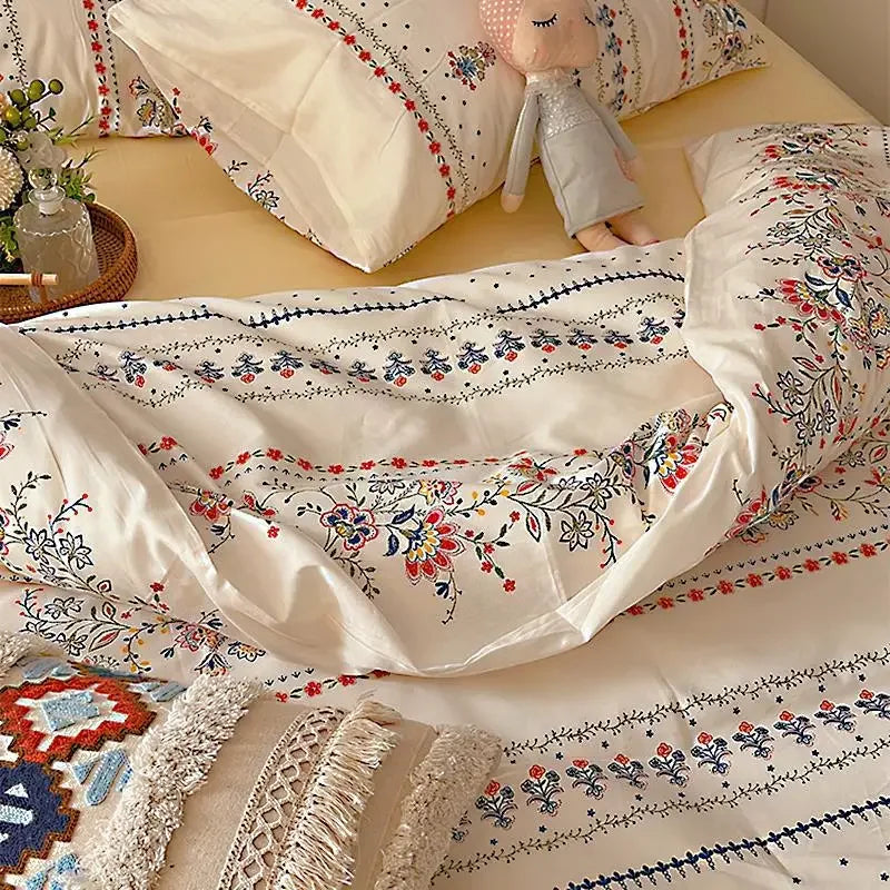 DecorBites™ Boho Cotton Printed Bedding Set | Super Soft Bed Sets for Single Double Size