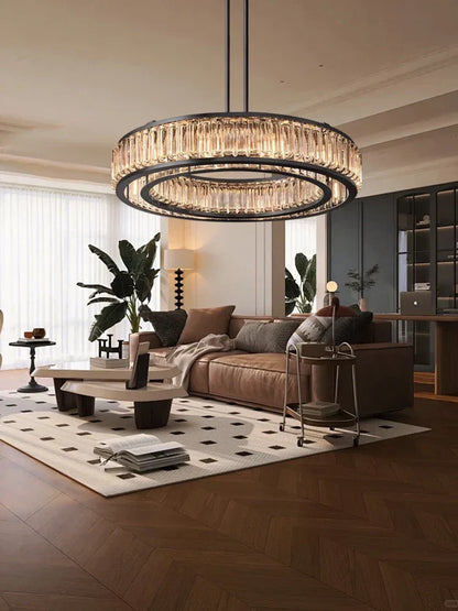 DecorBites™ Gold Crystal Ceiling Chandelier LED Light Fixture for Luxury Home Decor