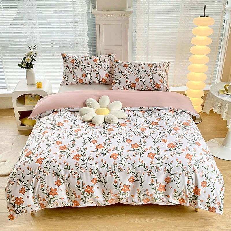 DecorBites™ Brushed Printed Duvet Cover Set with 2 Pillowcases, Queen/Single Size