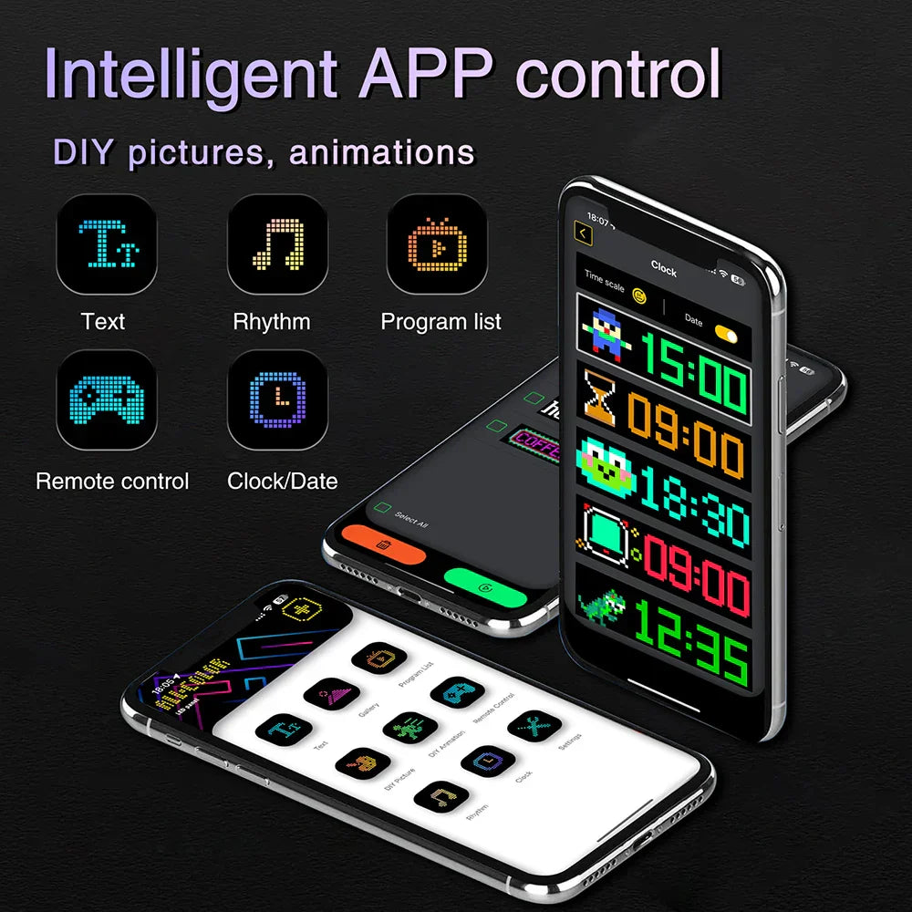 DecorBites™ LED Matrix Panel: Bluetooth Programmable Logo Display for Car Windows