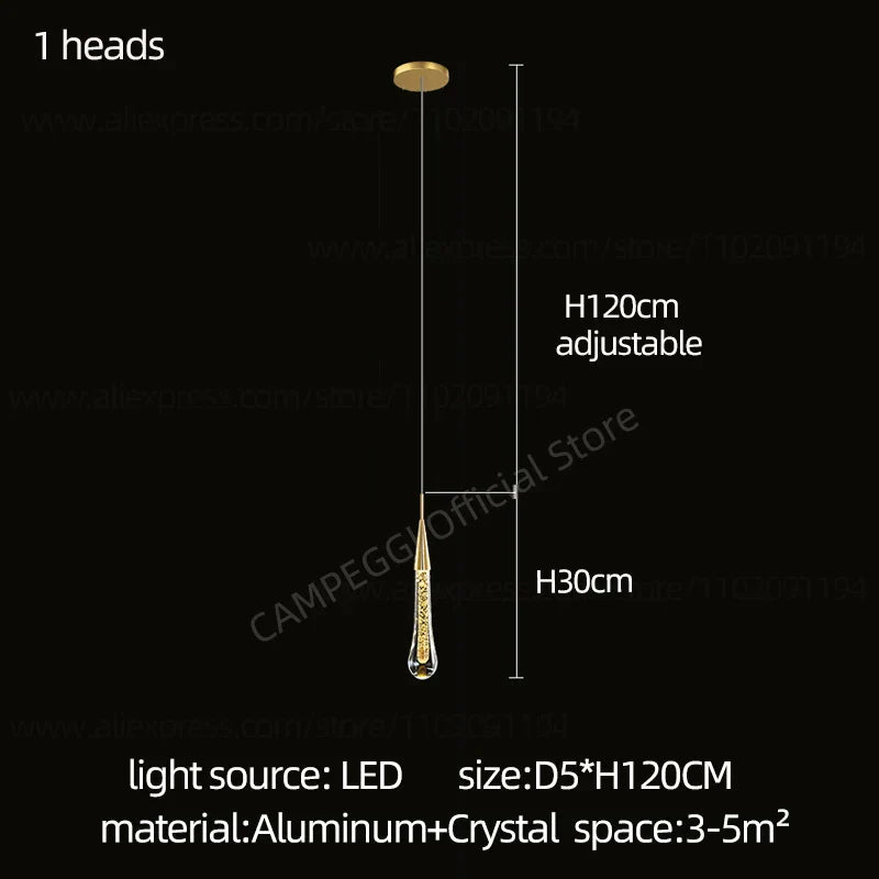 DecorBites™ Crystal LED Pendant Chandelier for Modern Luxury Living Room
