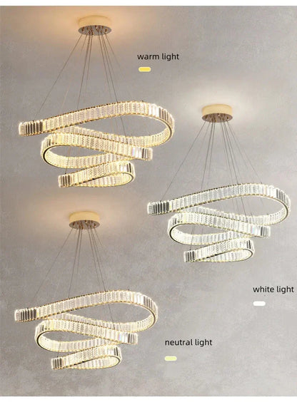 DecorBites™ Crystal LED Pendant Chandelier - Modern Irregular Steel Foyer Lighting