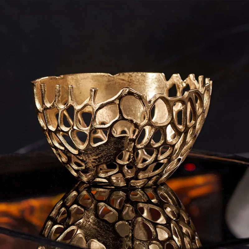 ™ Gold Coralline Fruit Tray: Stylish Home Decor & Desktop Storage