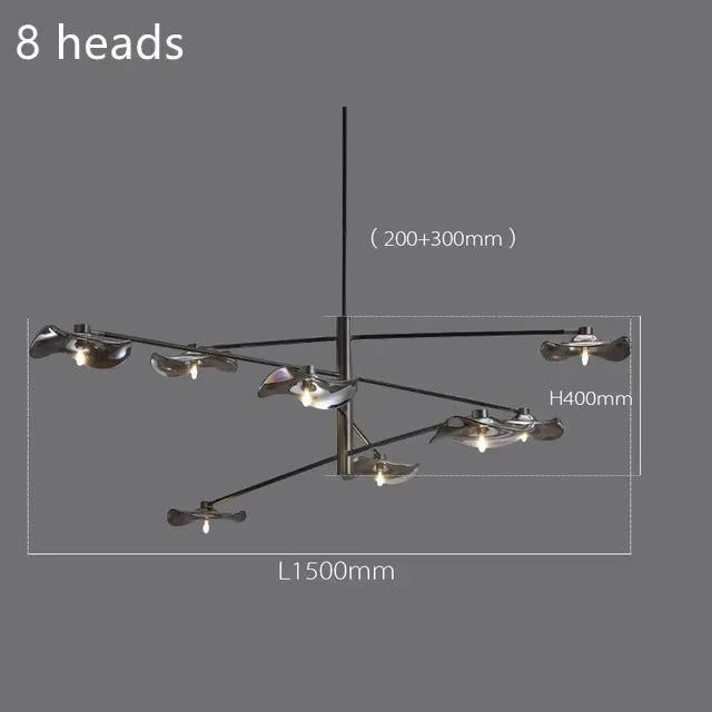 DecorBites™ Lotus Leaf Glass Iron Chandelier for Bedroom Living Room Hall Lighting