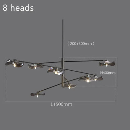 DecorBites™ Lotus Leaf Glass Iron Chandelier for Bedroom Living Room Hall Lighting
