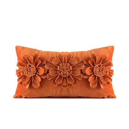 DecorBites™ 3D Velvet Flower Pillow Covers in Yellow Beige 45x45cm