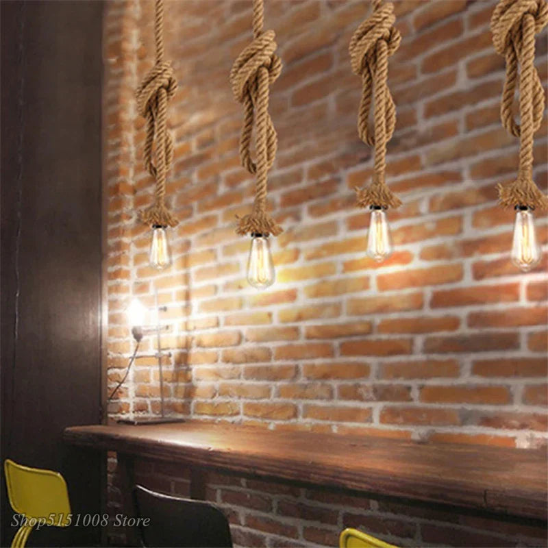 ™ Hemp Rope Net Chandelier Pendant Lamp for DIY Cafe and Bar Decor