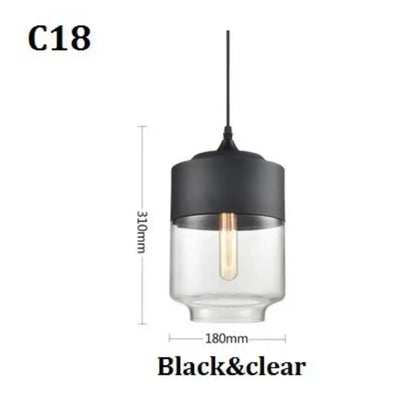 DecorBites™ Black Glass Pendant Light Fixture for Modern Indoor Decor and Dining Room