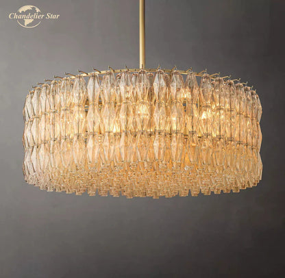 DecorBites™ Chiara Clear Glass Modern Black Chandelier for Living Room Dining Kitchen