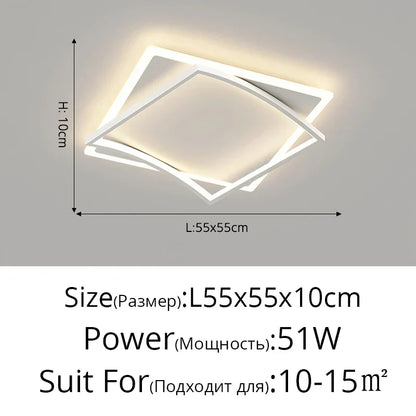 DecorBites™ Geometric Square LED Ceiling Light with Remote Control for Study Living Room Bedroom