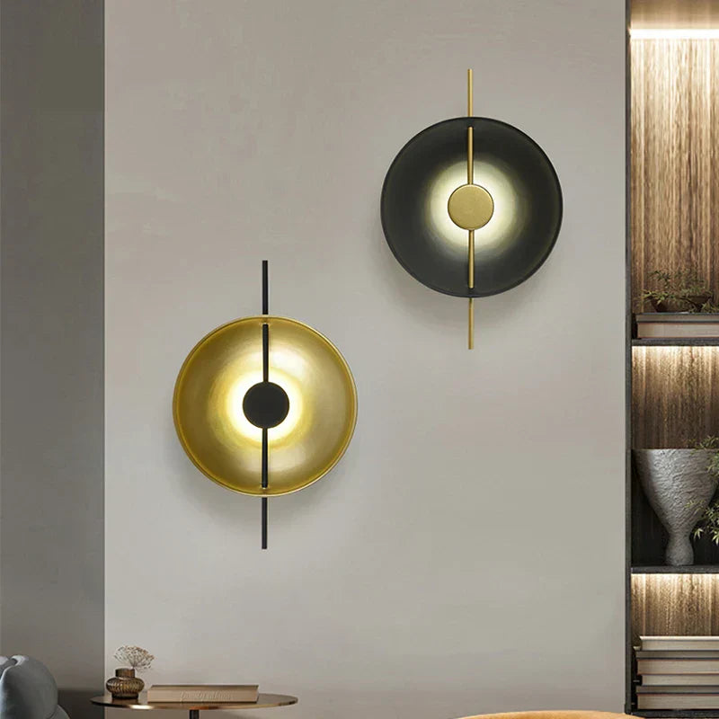 DecorBites™ Gold Circle LED Wall Light 10W, Postmodern Black Sconce for Foyer, Bedside, Hotel, Aisle