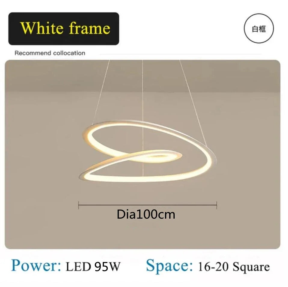 DecorBites™ Kepler Round LED Chandelier for Living Room Decor White Pendant Lamp