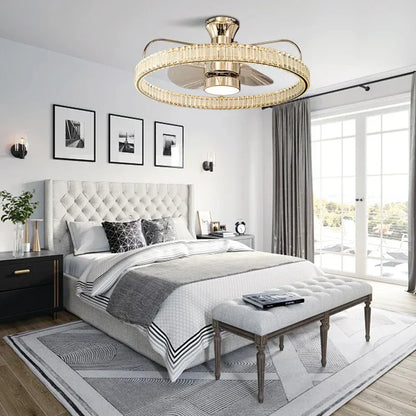 DecorBites™ Crystal Luxury Ceiling Fan Light with Invisible Blades & Remote Control