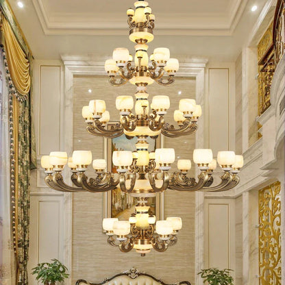 DecorBites™ Jade Chandelier: Stylish Chinese Zen Living Room Lamp for Duplex Building by Guangdong Zhongshan