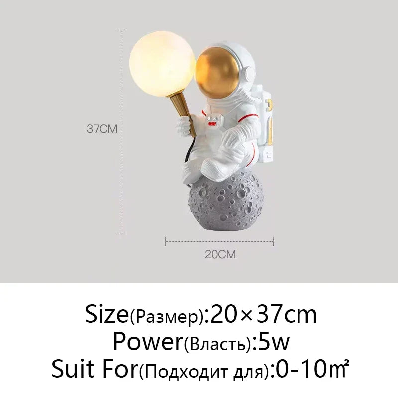 DecorBites™ Astronaut Moon Planet Table Lamp Night Light Bedroom Decor Spaceman Theme