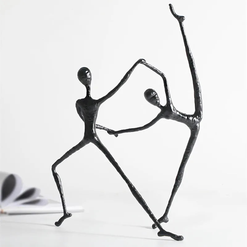 DecorBites™ Black Metal Sports Figure Sculpture for Elegant Home Decor