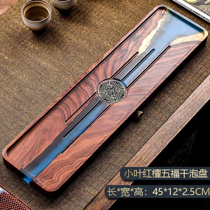DecorBites™ Handmade Wood Resin Tea Tray | Bubble Tea Table Home Kung Fu Set