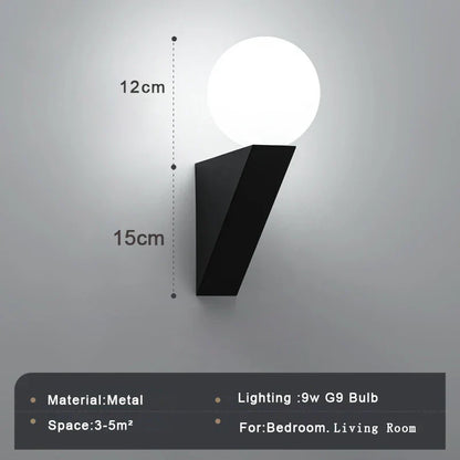 DecorBites™ Glass Ball Modern G9 LED Wall Sconce, 9W Indoor Wall Lamp for Bedroom Living Room