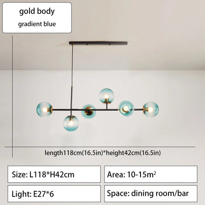 DecorBites™ Glass Ball Ceiling Chandelier for Kitchen Dining Living Room