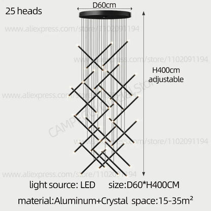 DecorBites™ LED Staircase Pendant Chandelier, Modern Nordic Restaurant Hanging Light