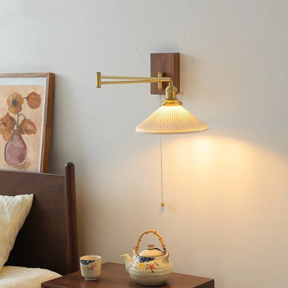 DecorBites™ Ceramic Copper LED Wall Light | Modern Bedside Lamp with Pull Chain Switch