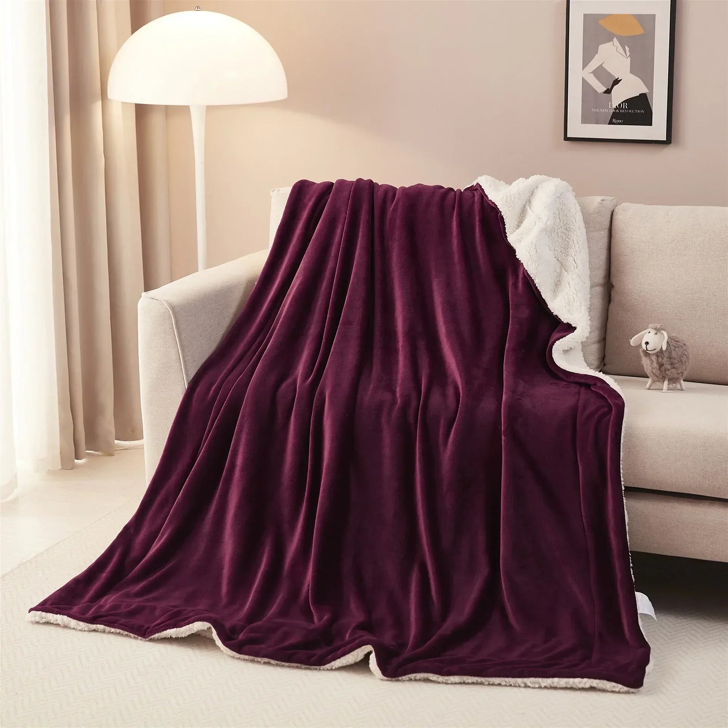 DecorBites™ Cozy Sherpa Twin Blanket - Reversible Fleece and Velvet Plush Warm Winter Bed Throw