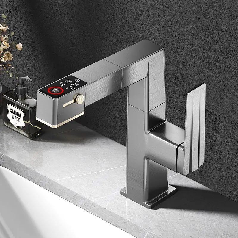 ™ LED Basin Faucet Pull Out Mixer Tap Hot Cold Water Bathroom Sink Vanity