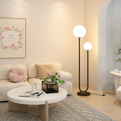 DecorBites™ Black White Metal Floor Lamp 3 Dimming White Glass - Elegant Standing Light for Home