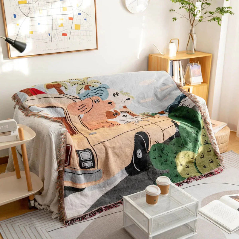 ™ Knitted Tapestry Sofa Blanket - Light Luxury Decorative Blanket for Living Room, Nap Bedspread, Picnic, Camping Mat