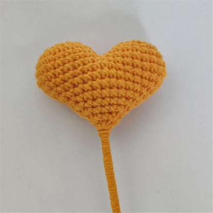 DecorBites™ Heart-Shaped Crochet Flower Bouquet - Handmade Wedding Home Decor & Family Gift