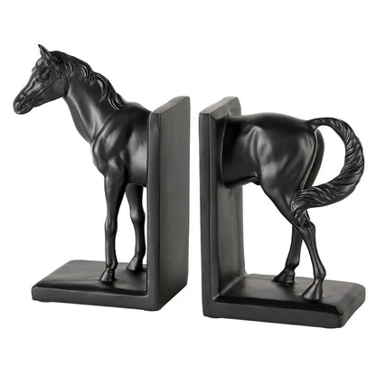 "DecorBites™ Dark Horse Stallion Resin Figurine for Home Decor Bookshelf Storage"