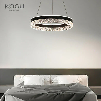 DecorBites™ Crystal Rings LED Chandelier Black&White Frame