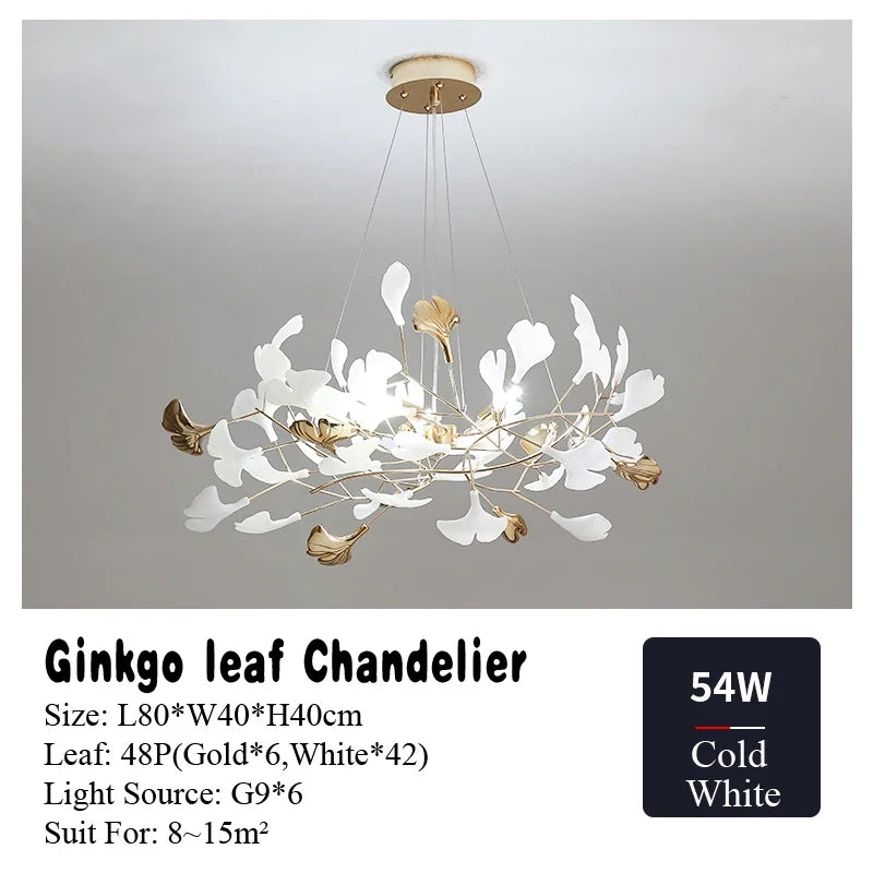 DecorBites™ Ginkgo Leaf Chandelier LED Pendant Light for Living Dining Bedroom