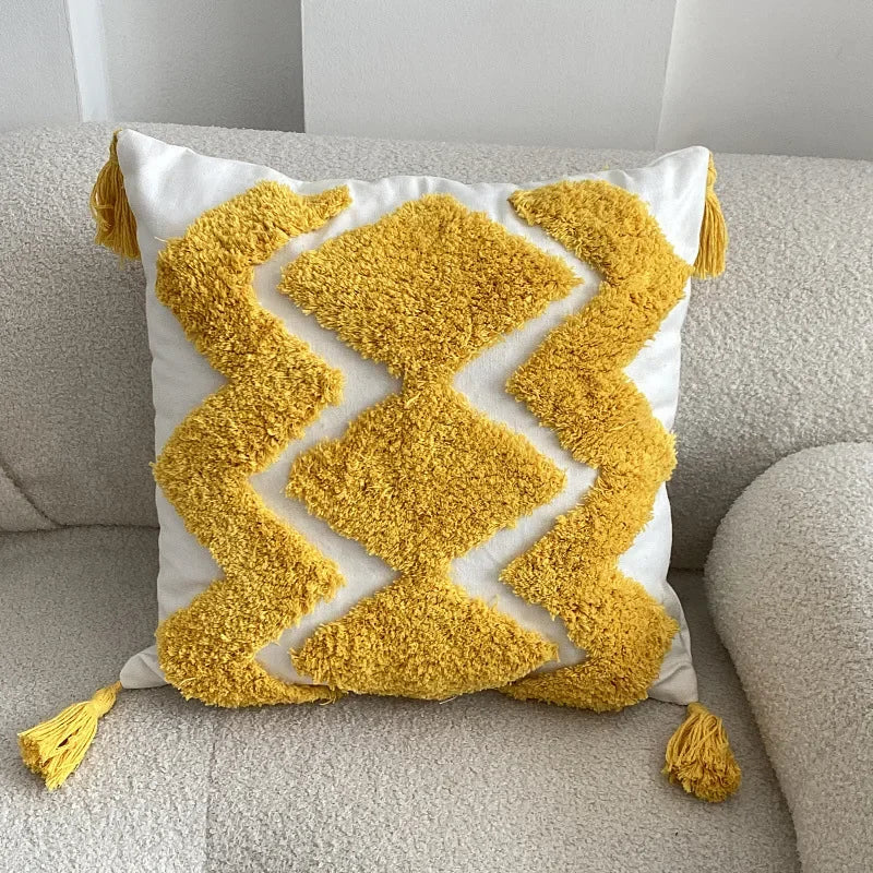 DecorBites™ Boho Geometric Tufted Tassel Cushion Cover 30x50/45x45cm