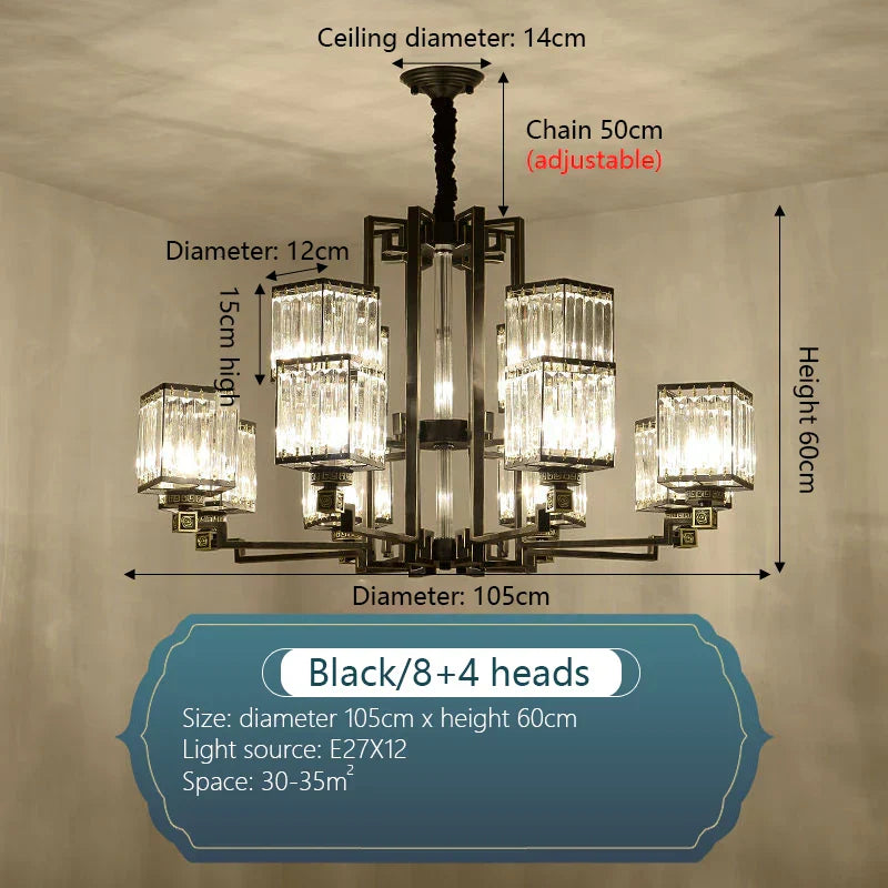 DecorBites™ Crystal Chandelier Villa Living Room Lighting