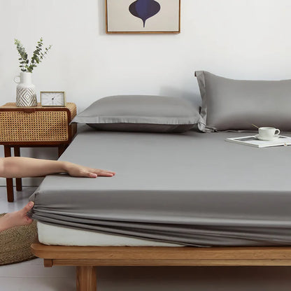 DecorBites™ Cotton Fitted Sheet Set Cozy Bedsheet Pillowcases King Twin Queen Full Size