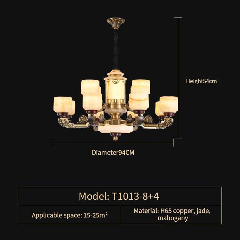 DecorBites™ All Copper Jade Chandelier | Chinese Style Living Room Dining Room Lighting
