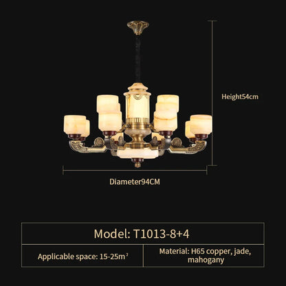 DecorBites™ All Copper Jade Chandelier | Chinese Style Living Room Dining Room Lighting
